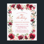 BUDGET 70th Birthday Red Rose Pink Peony Invite<br><div class="desc">Red roses and blush pink peonies are nestled in dark green leaves on this beautiful and unique birthday invitation. Classic script calligraphy lets your guests know it's a milestone birthday and who the birthday celebrant is. This item is part of the Red Rose Pink Peony collection. It contains the templates...</div>