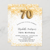 Budget 70th birthday white gold glitter invitation | Zazzle