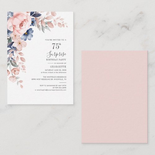 Budget 75th Birthday Party Pink Floral Invitation
