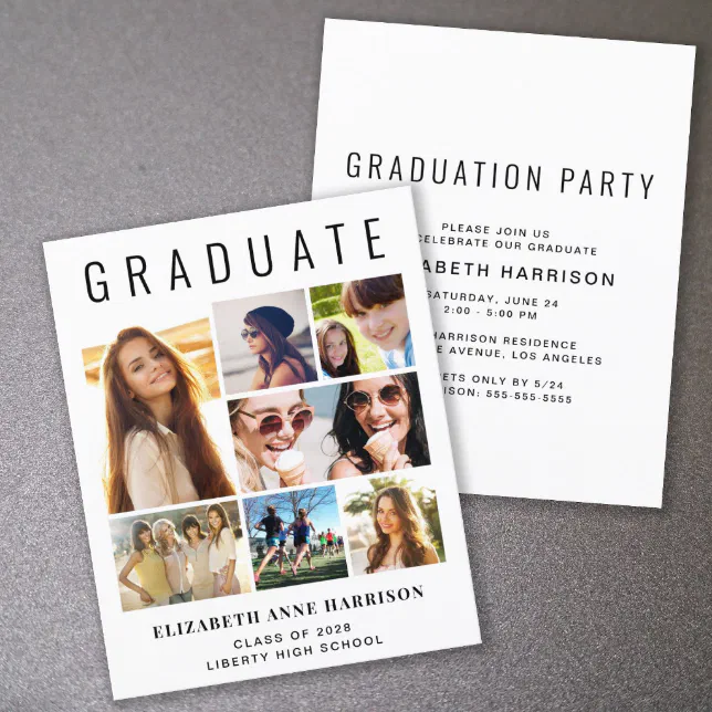 Budget 7 Photo Graduation Party Invitation 