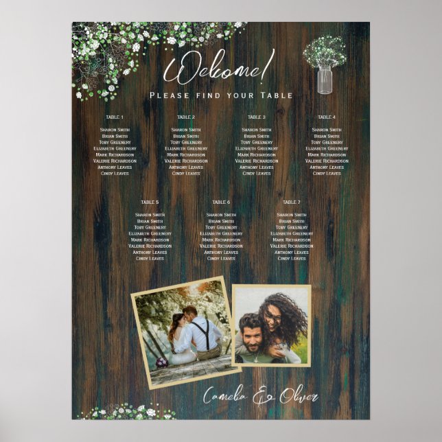 BUDGET 7 Table Rustic Gypsophila Seating Chart (Front)