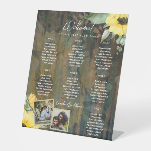 BUDGET 7Table Rustic Wood SUNFLOWERS PHOTO SEATING Pedestal Sign