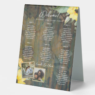 BUDGET 7Table Rustic Wood SUNFLOWERS PHOTO SEATING Table Tent