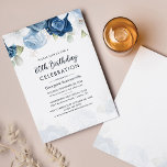 Budget 80 Birthday Dusty Blue Floral Party Invite<br><div class="desc">Budget 80 Birthday Dusty Blue Floral Party Invitation you can easily edit for your special birthday by clicking the "Personalize" button</div>
