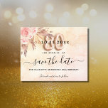 Budget 80th birthday pampas rose save the date<br><div class="desc">A girly and trendy Save the Date for a 80th birthday party. A blush pink, rose gold gradient background decorated with blush pink florals and pampas grass. Personalize and add a date and name/age. The text: Save the Date is written with a large trendy hand lettered style script. Number 80...</div>