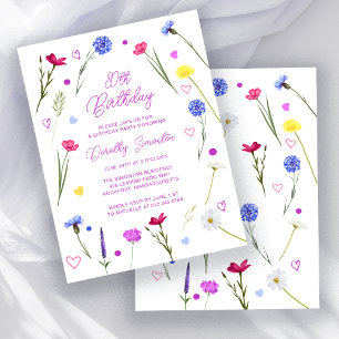BUDGET 80th Birthday Party Wildflower Invitation