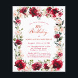 BUDGET 80th Birthday Red Rose Pink Peony Invite<br><div class="desc">Red roses and blush pink peonies are nestled in dark green leaves on this beautiful and unique birthday invitation. Classic script calligraphy lets your guests know it's a milestone birthday and who the birthday celebrant is. This item is part of the Red Rose Pink Peony collection. It contains the templates...</div>