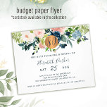 Budget 80th floral birthday party Invitation Flyer<br><div class="desc">Peach cream, blush pink, ivory and navy blue bohemian pastel flowers bouquets with sage green greenery foliage and a round faux metallic gold copper glitter circle making a modern glam horizontal BUDGET affordable feminine eightieth milestone eighty and fabulous / any age birthday party invitation FLYER with a trendy chic fully...</div>