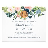 Budget 80th floral birthday party Invitation Flyer (Front)