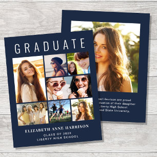 Budget 8 Photo Blue Graduation Announcement