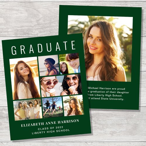 Budget 8 Photo Green Graduation Announcement