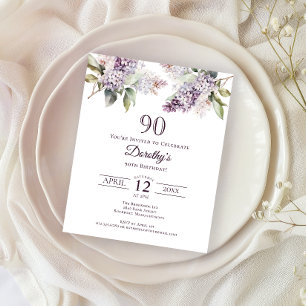 BUDGET 90th Birthday Party Purple Lilac Floral