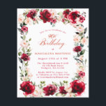 BUDGET 90th Birthday Red Rose Pink Peony Invite<br><div class="desc">Red roses and blush pink peonies are nestled in dark green leaves on this beautiful and unique birthday invitation. Classic script calligraphy lets your guests know it's a milestone birthday and who the birthday celebrant is. This item is part of the Red Rose Pink Peony collection. It contains the templates...</div>