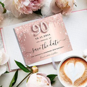 Budget 90th birthday rose glitter save the date