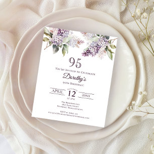 BUDGET 95th Birthday Party Purple Lilac Floral