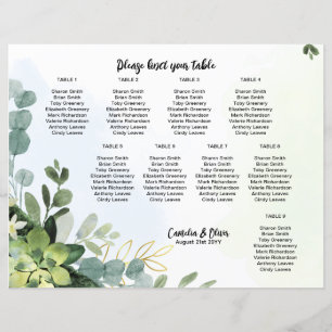 BUDGET 9 Table Wedding Seating Chart Greenery