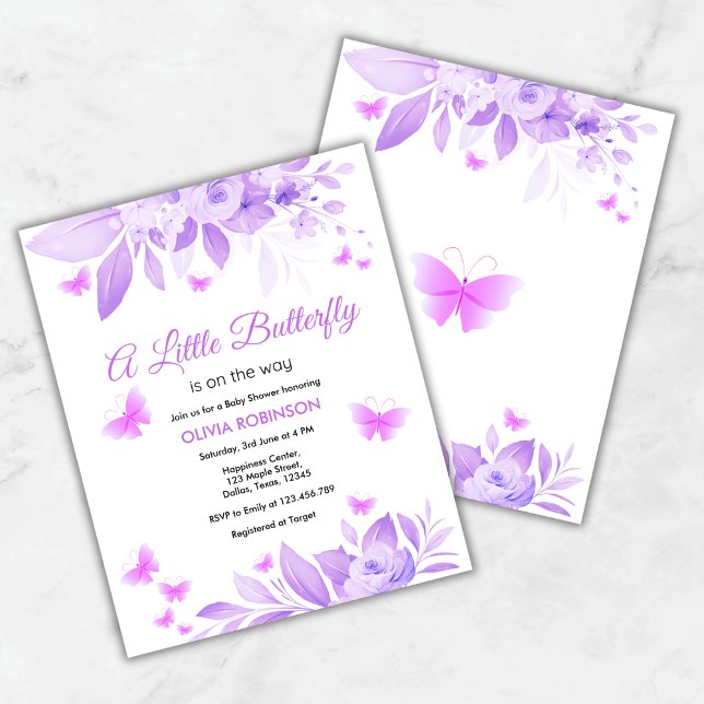 Budget A Little Butterfly Baby Shower Invitation (Budget A Little Butterfly Baby Shower Invitation  )