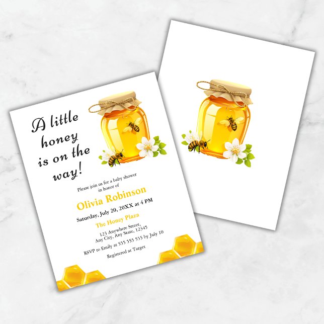 Budget A Little Honey Bee Baby Shower Invitation  (Budget A Little Honey is on the Way Bee Baby Shower Invitation  )