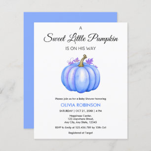 Budget A Little Pumpkin Boy Baby Shower Invite 