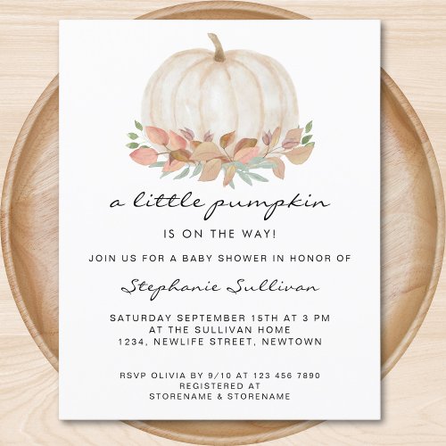 Budget A Little Pumpkin Floral Baby Shower Invite