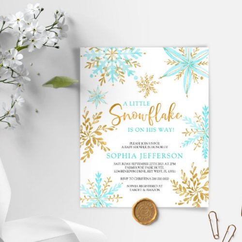 BUDGET A Little Snowflake Baby Shower Invitation