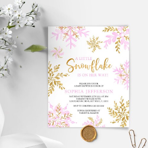 BUDGET A Little Snowflake Baby Shower Invitation