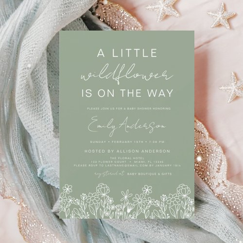 Wildflower Floral or wildflower baby shower invitation