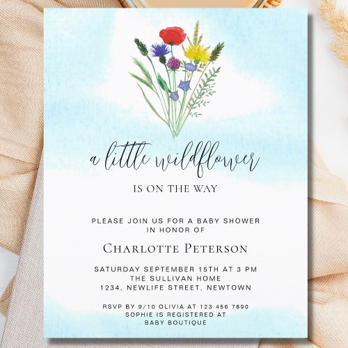 Budget A Little Wildflower Baby Shower Invitation
