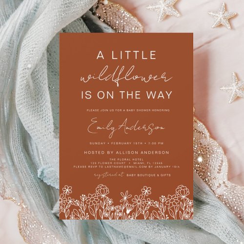 Wildflower Floral or wildflower baby shower invitation