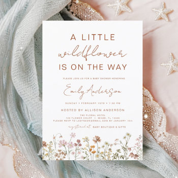 Budget A Little Wildflower Baby Shower Invitation Flyer by Hot_Foil_Creations at Zazzle