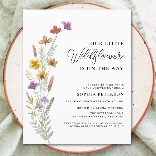 Budget A Little Wildflower Baby Shower Invite