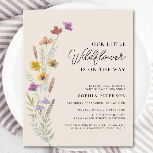 Budget A Little Wildflower Boho Baby Shower Invite