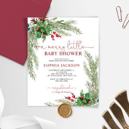 Budget A Merry Little Christmas Baby Shower Invite