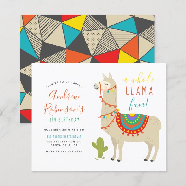 Budget A Whole Llama Fun Animal Birthday Party (Front/Back)