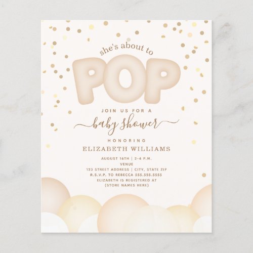 Budget About To Pop Baby Shower Invitation