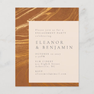 Budget Abstract Art Gold Engagement Party Invite
