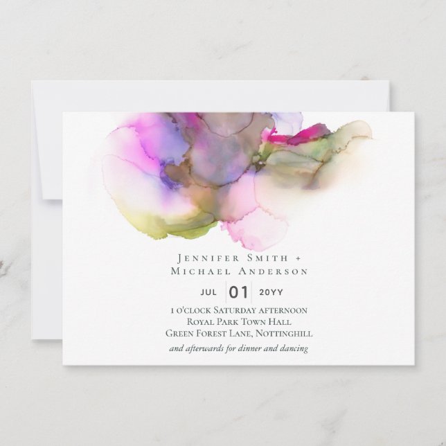 Budget Abstract Rainbow Purple Wedding (Front)