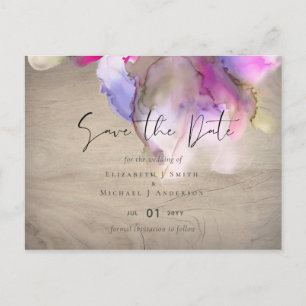 Budget Abstract Rainbow Purple Wedding Postcard