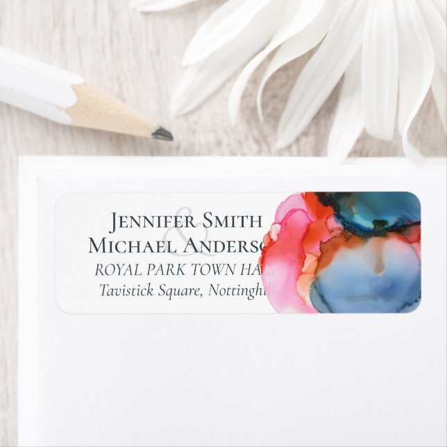 BUDGET abstract Rainbow Watercolor Wedding Label (Insitu)