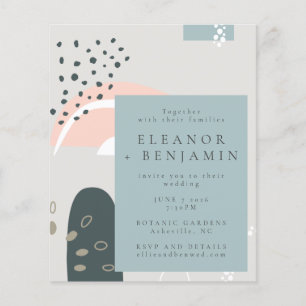 Budget Abstract Shapes Pastel Gray Wedding Invite