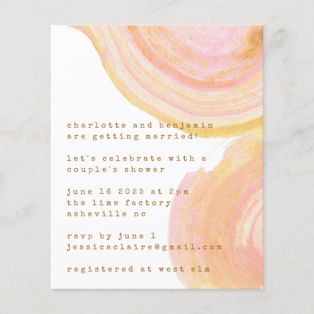 Budget Abstract Watercolor Swirl Couples Shower (Front)