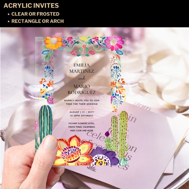 BUDGET Acrylic Clear Fiesta Folkart Wedding Invitations (Creator Uploaded)