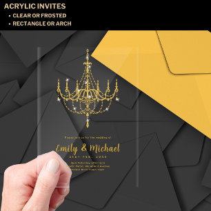 BUDGET Acrylic Clear Gold Lights Elegant Luxury Ac Invitations