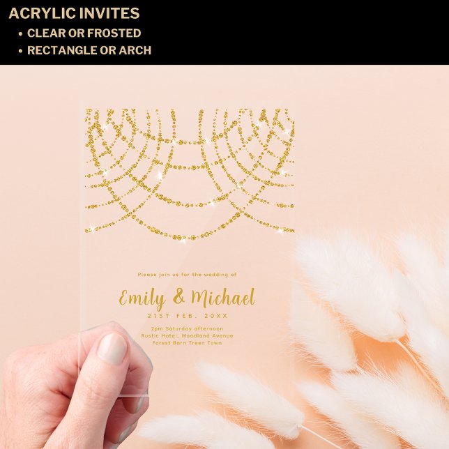BUDGET Acrylic Clear Gold Lights Elegant Luxury Acrylic Invitations (Creator Uploaded)