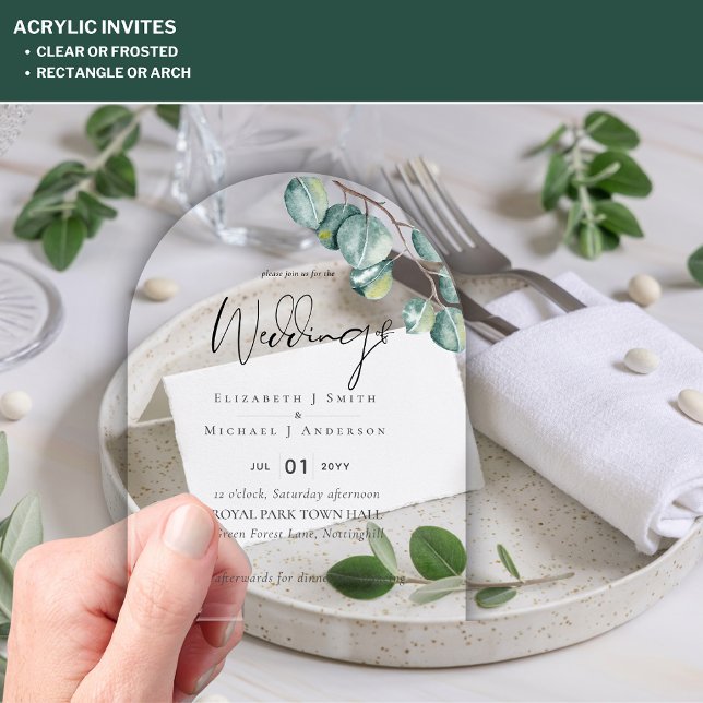 BUDGET Acrylic Clear Wedding Invite Greenery Invitations (Creator Uploaded)