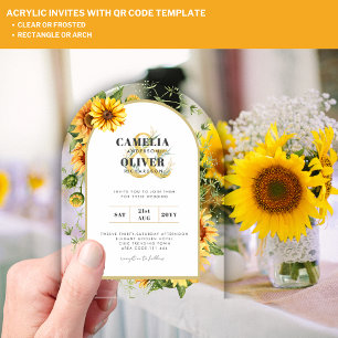 BUDGET Acrylic Clear Wedding Invite Sunflowers Invitations