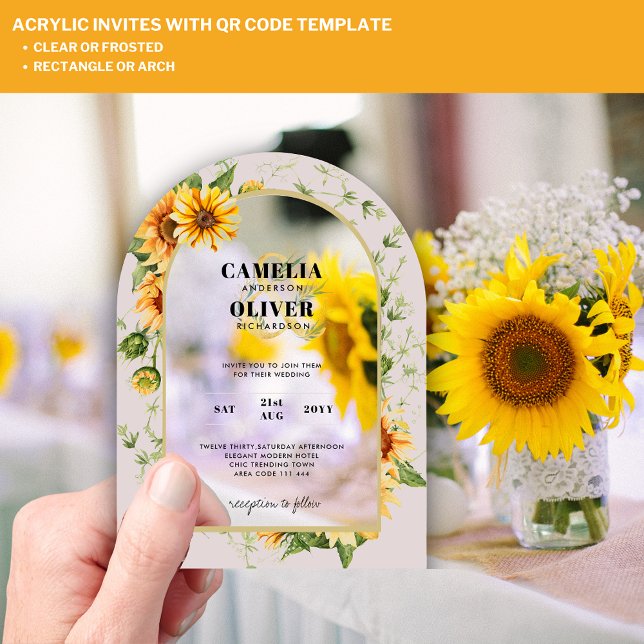 BUDGET Acrylic Clear Wedding Invite Sunflowers Invitations (Creator Uploaded)