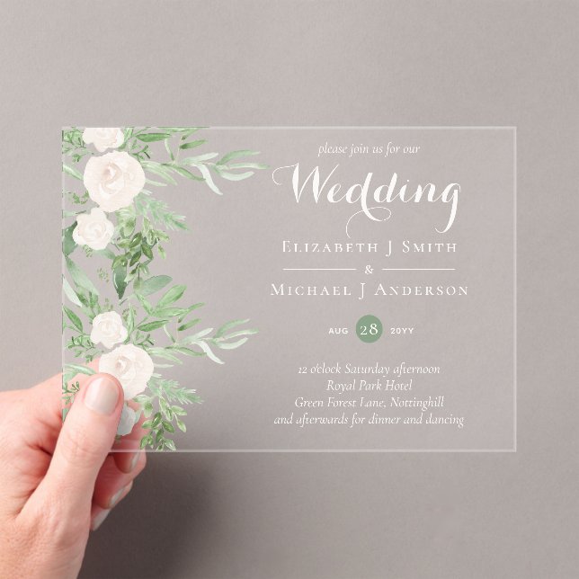 BUDGET Acrylic Clear Wedding Magnolia Flowers Invitations (Insitu (Handheld))