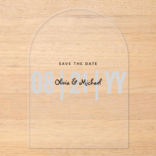 BUDGET Acrylic Wedding Save Date Minimalist ARCH Invitations (Front)