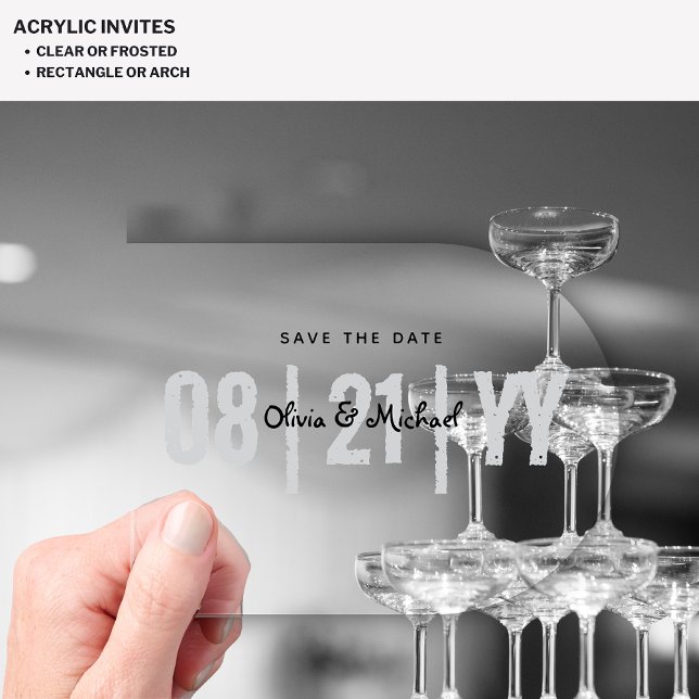 BUDGET Acrylic Wedding Save Date Minimalist Clear Invitations (Creator Uploaded)